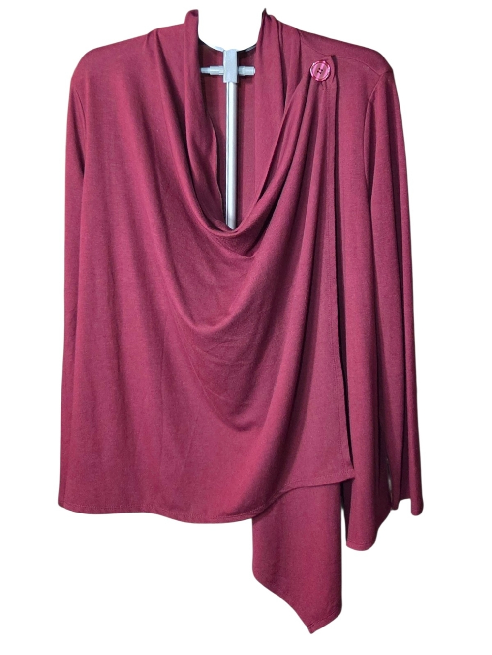 Faded Glory Single Button Drape Front Cardigan Wrap XXL 2XG Merlot Wine **